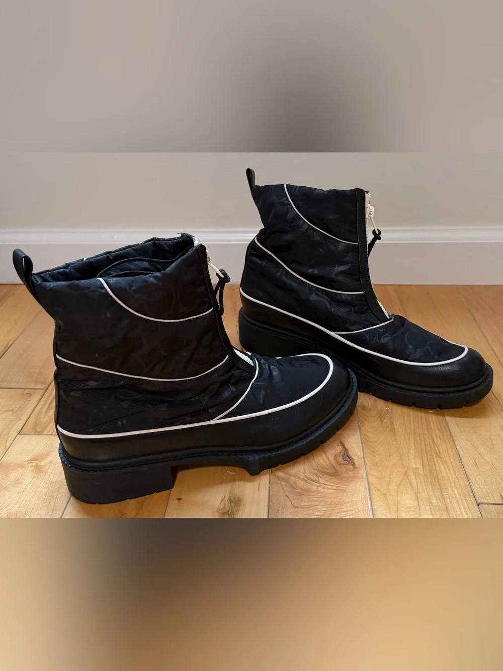 Coach Leona Nylon Monogram Ankle Boots Size 9